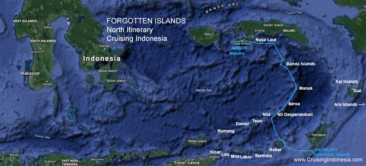 Forgotten Islands Northern itinerary - Cruising Indonesia Forgotten Islands itinerary north