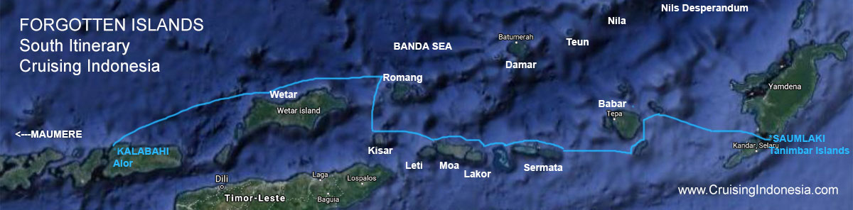Forgotten Islands Southern itinerary - Cruising Indonesia Forgotten Islands itinerary south