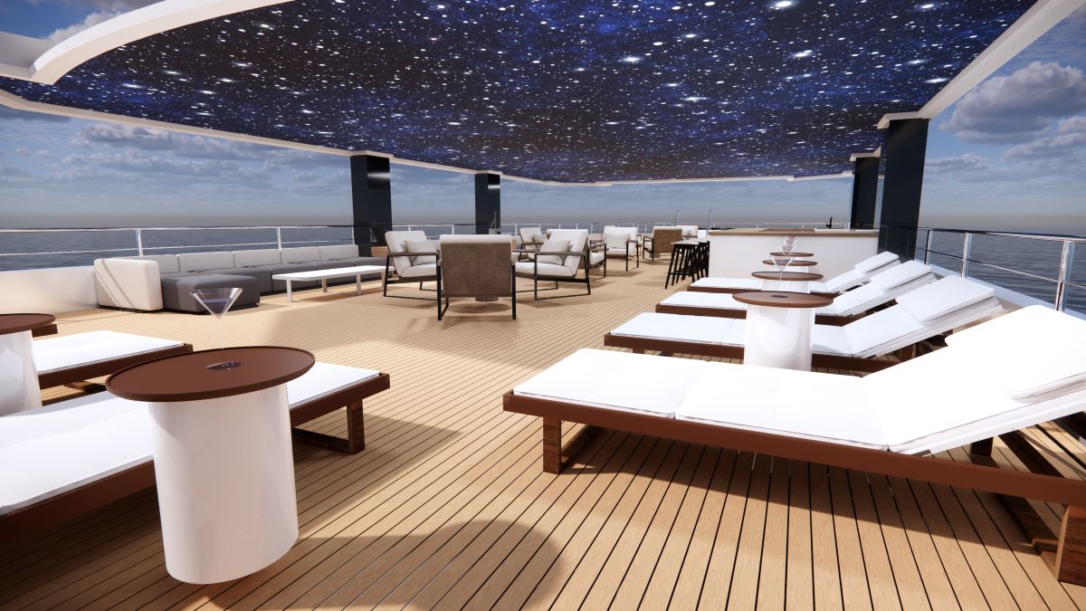 King Neptune's bar and lounge out doors Bar and lounge in the upper deck of King Neptune liveaboard