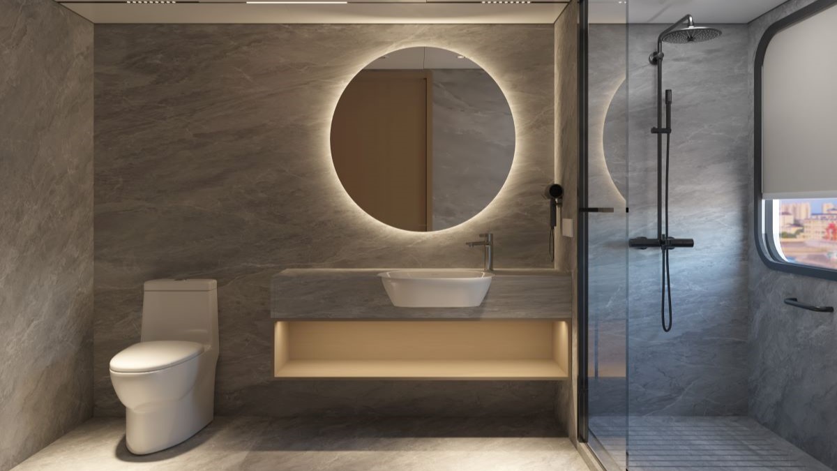 King Neptune's bathroom of the double cabin Bathroom en-suite of the guest double cabin