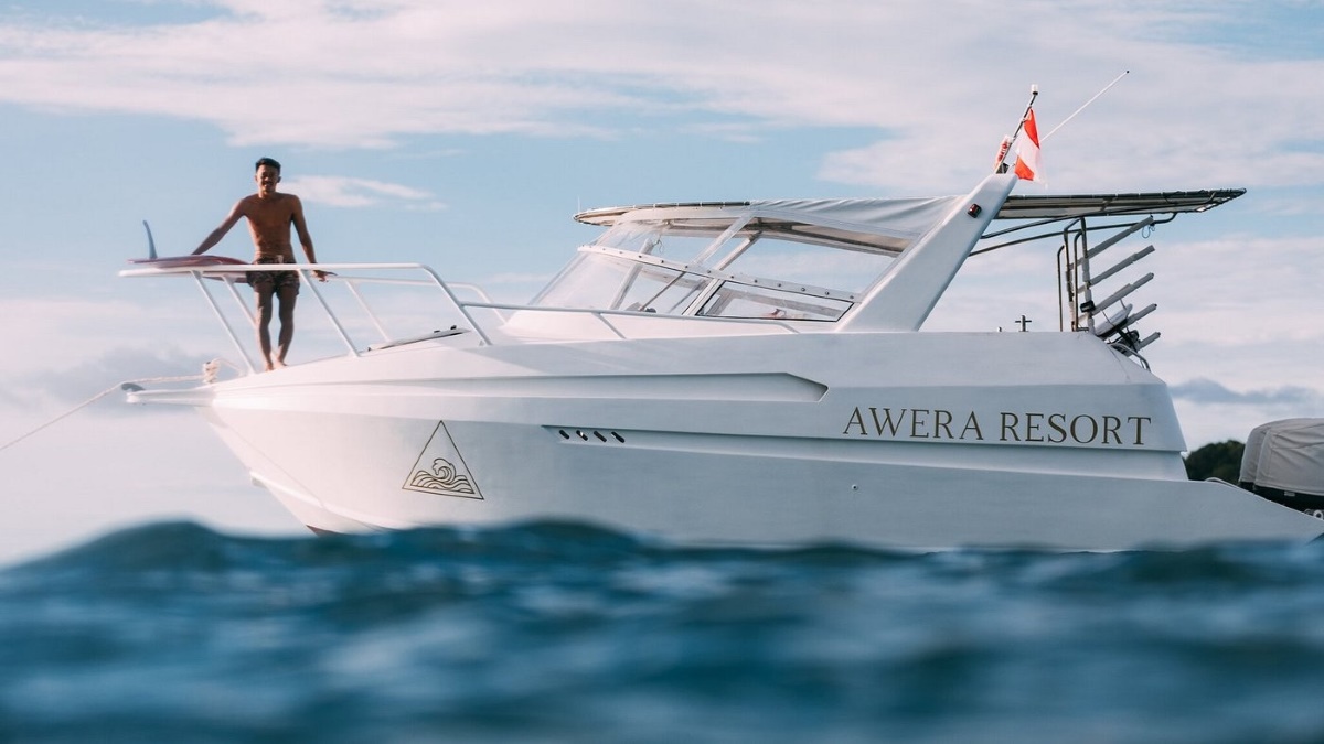 Our boats take our guests to the best waves and the best dives Awera Resort boat