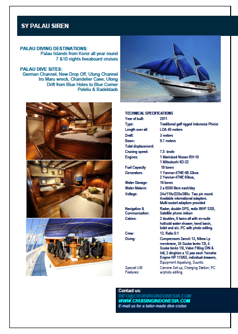 SY Palau Siren Technical Data. Contact us for you personal infosheet
