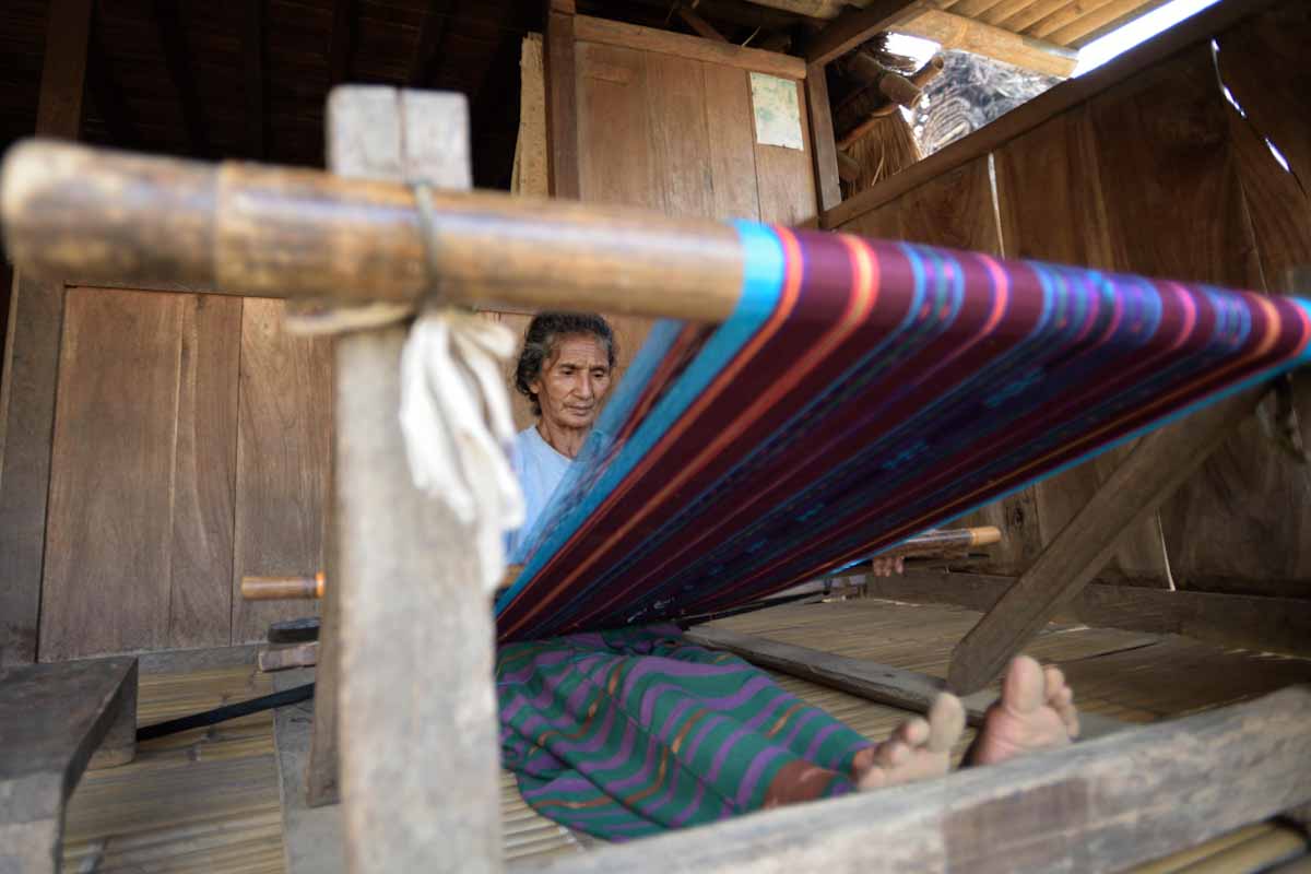 Indonesian ikat weaver