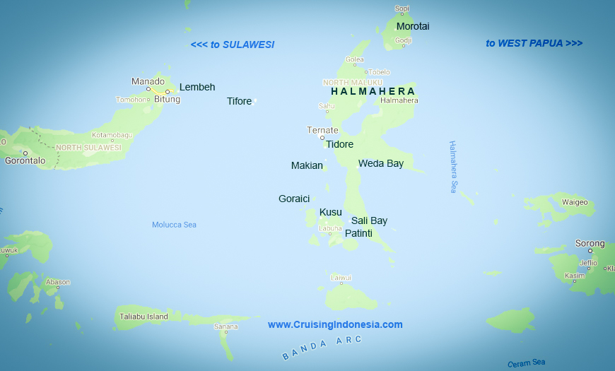 Map of dive cruise from Sorong to Bitung