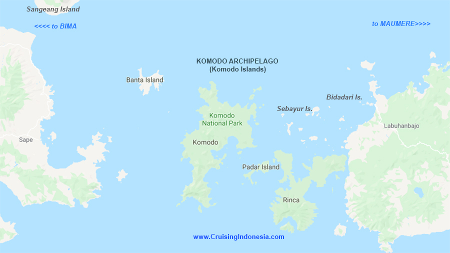 Mapa de las islas de Komodo