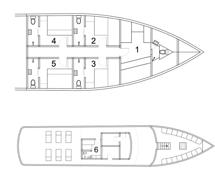 Oceanic's layout of guest cabins