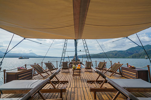 Ondina's upper deck with canopy

