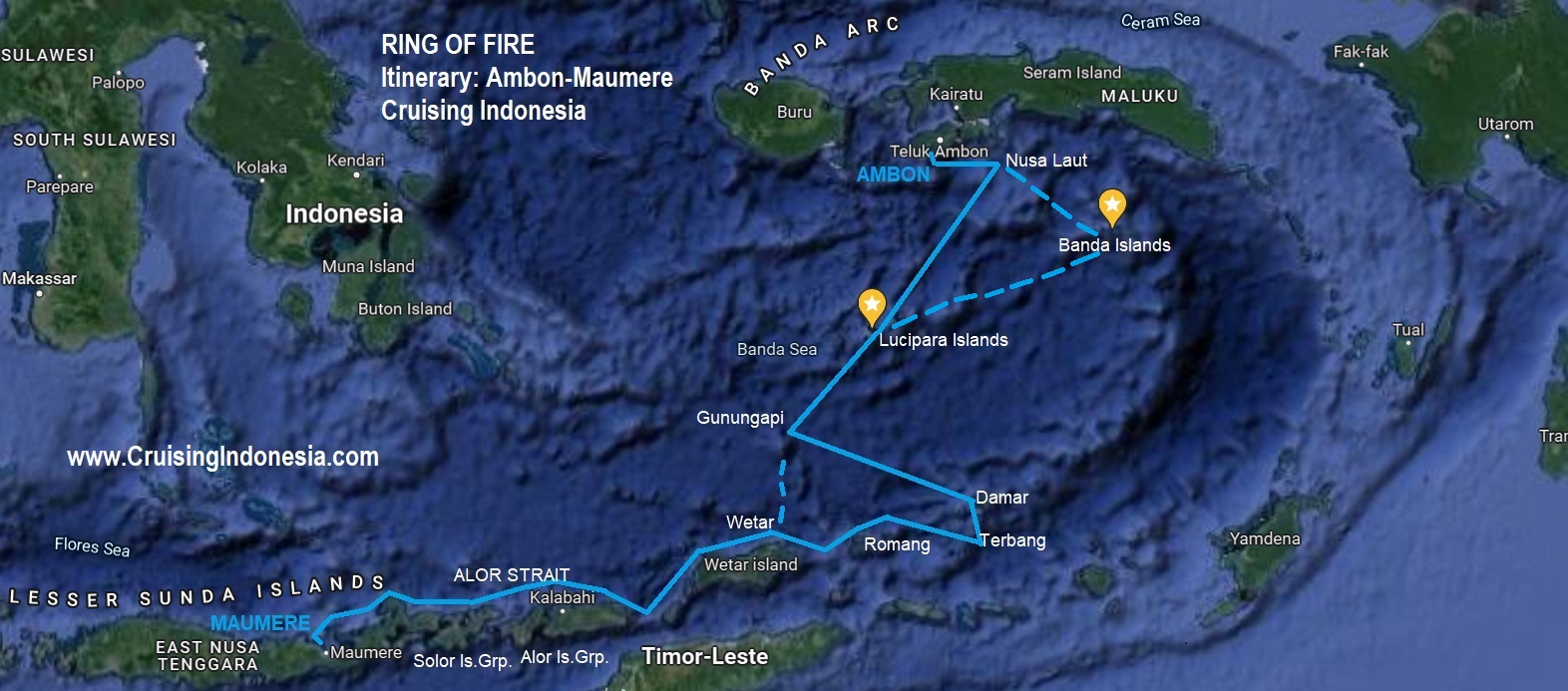 Ring of Fire itinerary from Ambon to Maumere