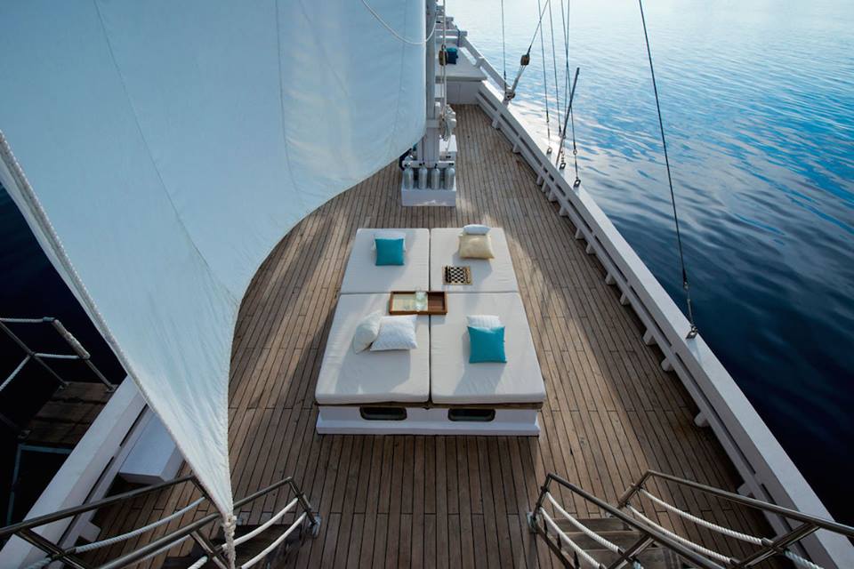 aerial view of luxury sailing yacht