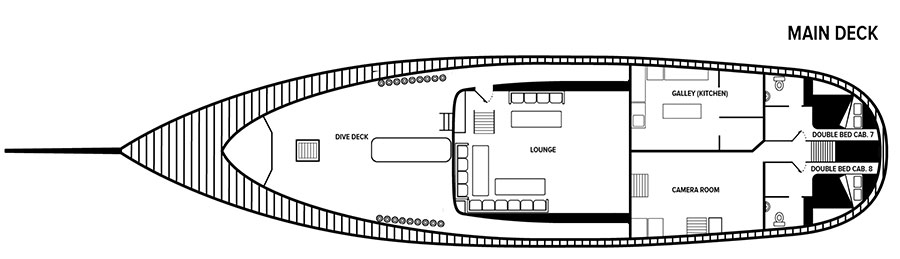 Seahorse: main deck layout and cabins Seahorse's Layout 2 - main deck and cabins