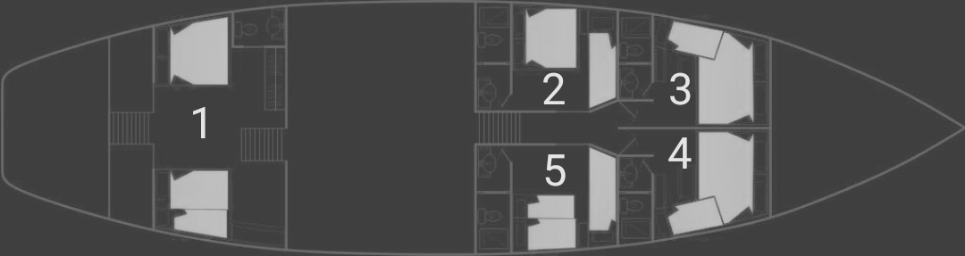 Nataraja Yacht: layout and cabins Nataraja's cabins layout