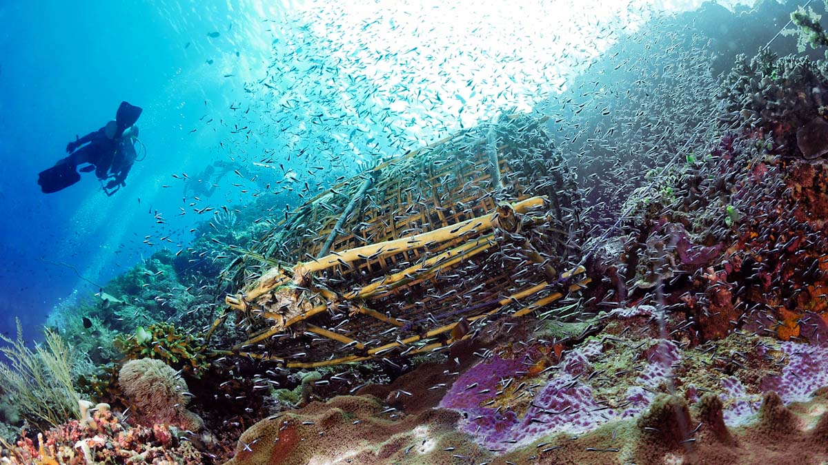 Lobster trap set by fishermen in Alor