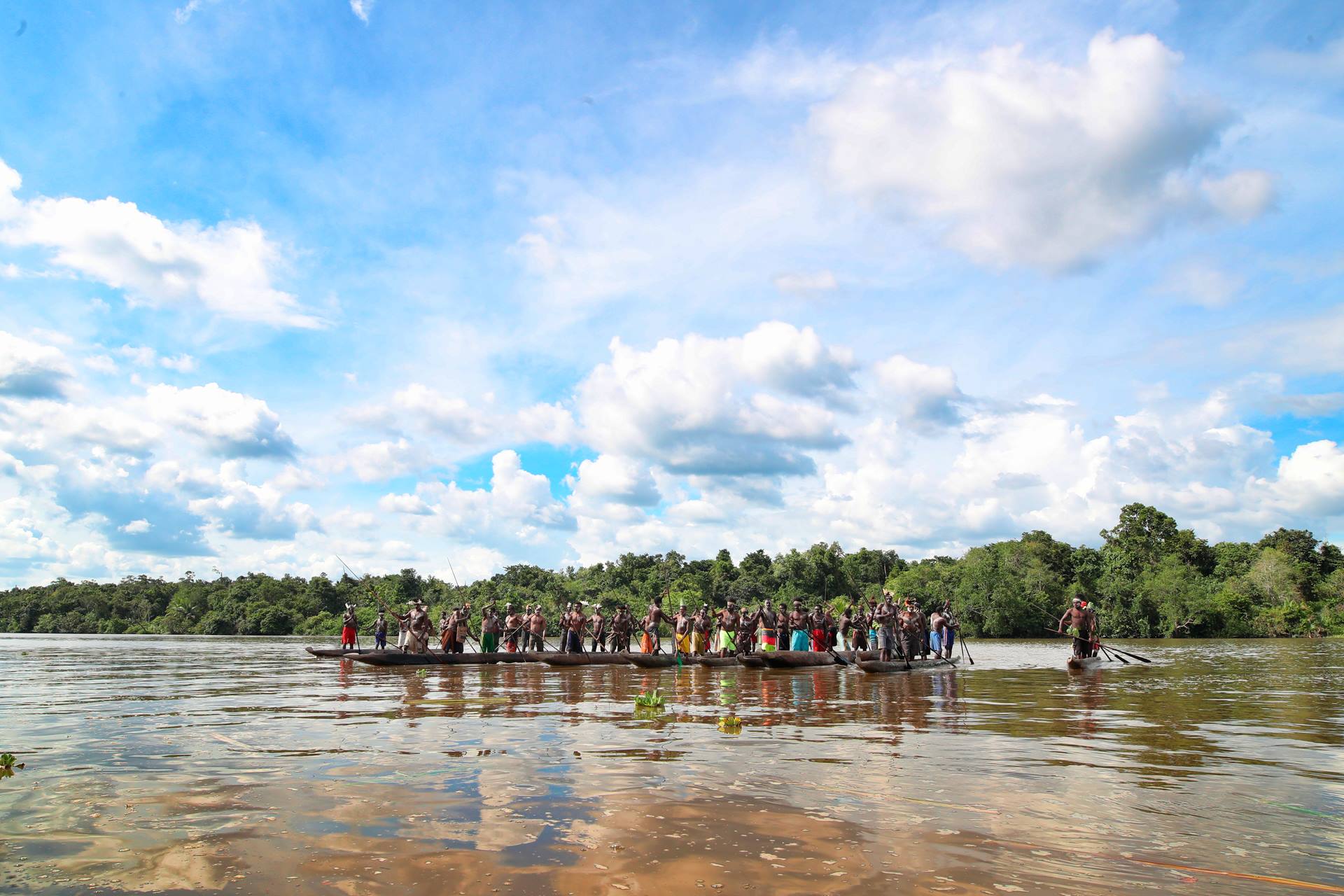 Asmat war canoes and warriors