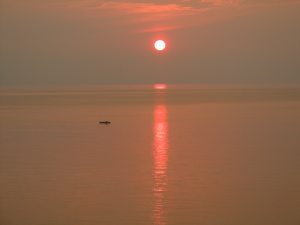 Sunset in the middle of Komodo Sea