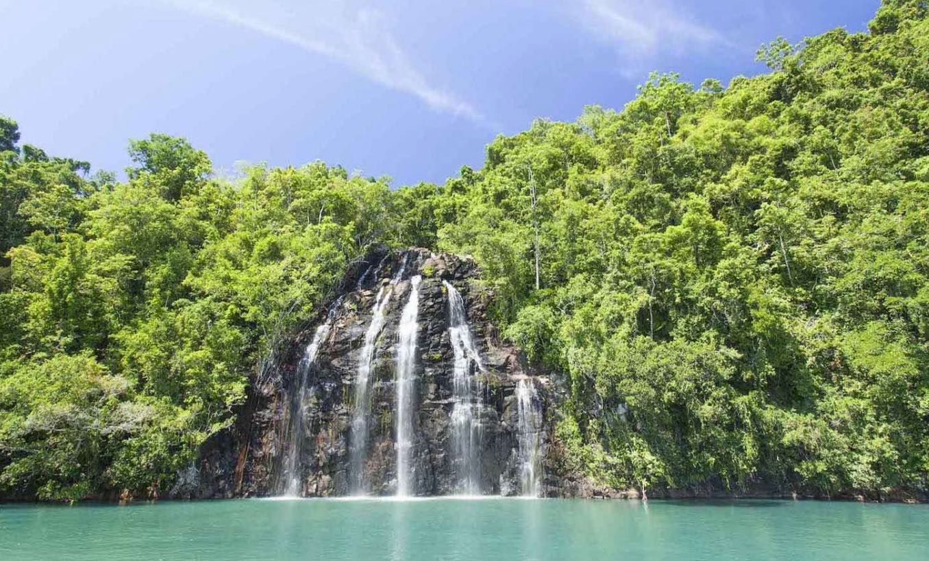 Freshwater waterfalls entering the Halmahera 