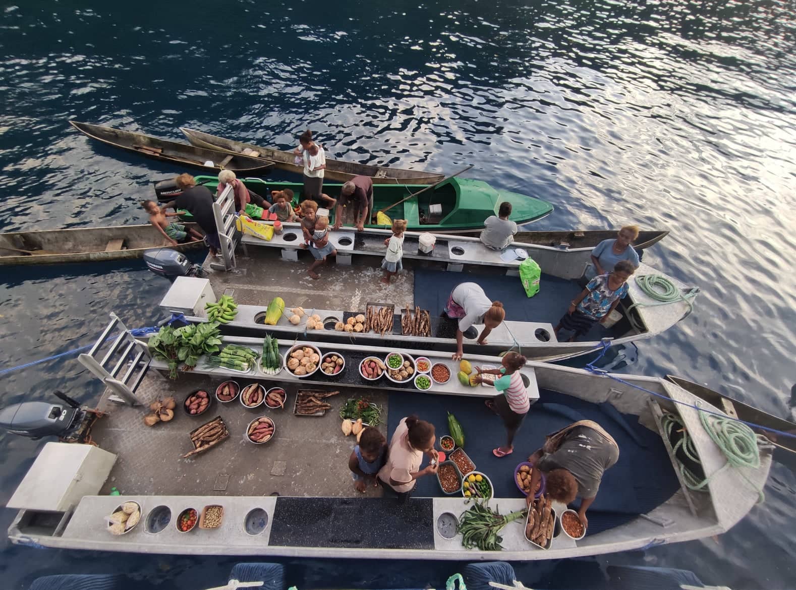 Colorful boat market in Solomon Islands
