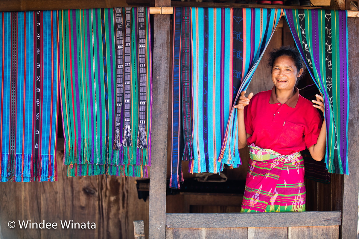 Women of Flores Island showing ikat
