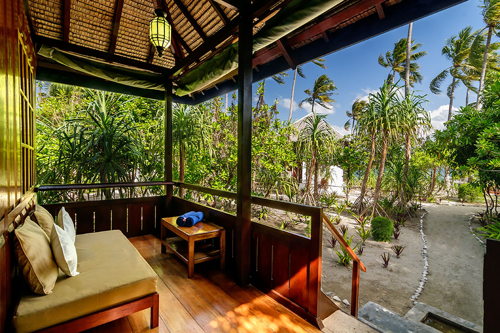 Palm Bungalow veranda at Wakatobi Dive Resort
