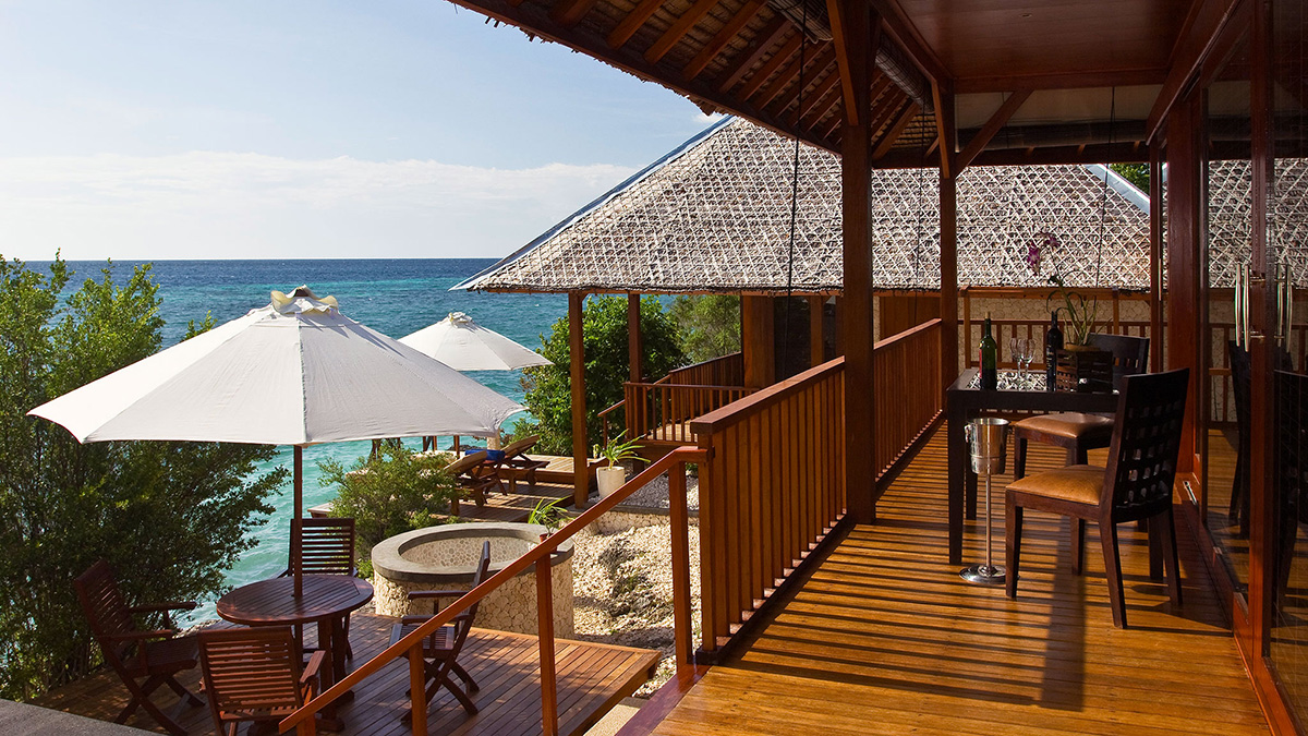 One-bedroom villa sundeck at Wakatobi Dive Resort
